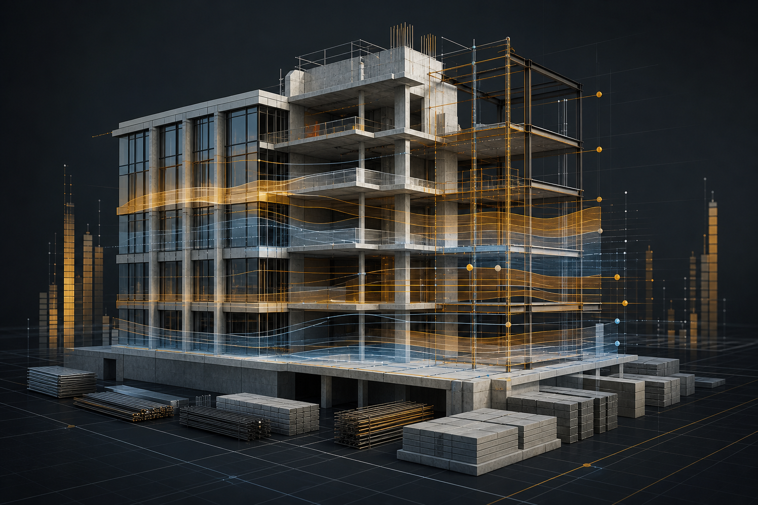 Building model with transparent cost and progress layers
